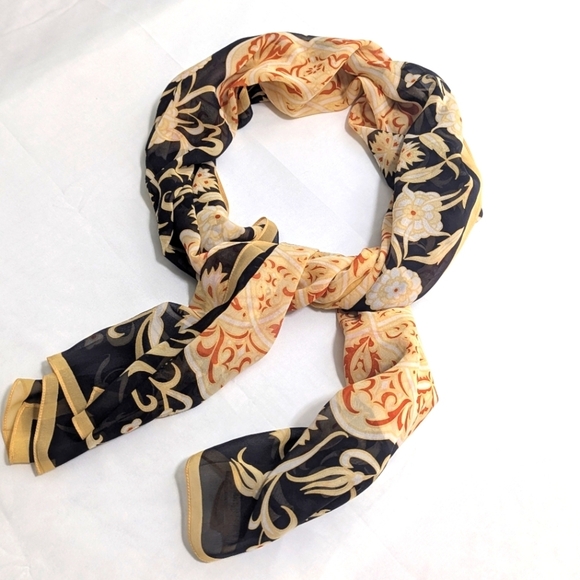 Vintage Chiffon Floral Patterned Oblong Scarf - Picture 2 of 10